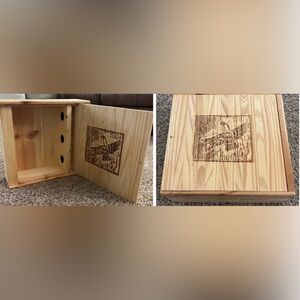 Screaming Eagle Wood Storage Display Wine Box with 3 Bottle Holders Empty